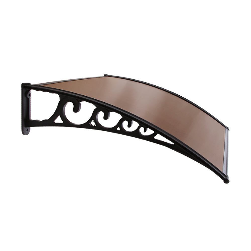 Instahut Window Door Awning? 1mx1m Brown Hollow Sheet Plastic Frame-3