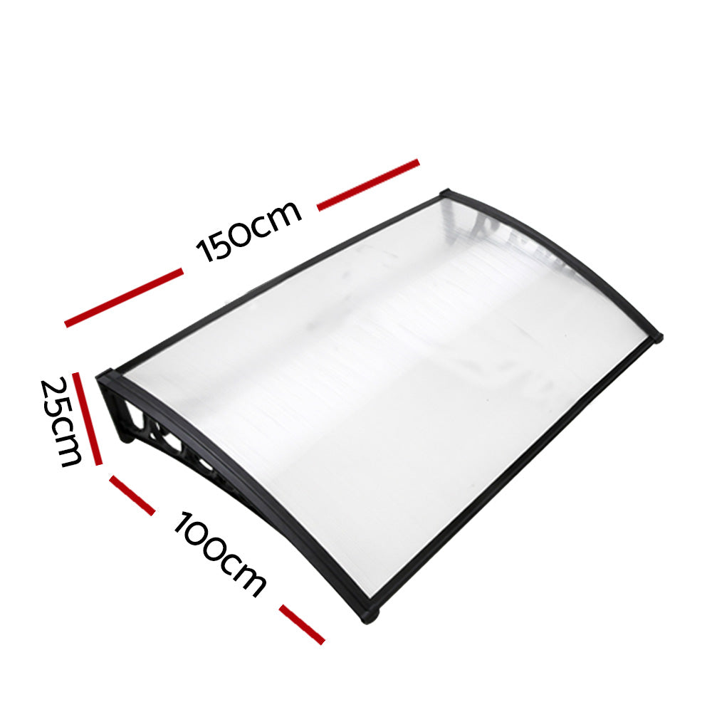 Instahut Window Door Awning 1mx1.5m Transparent-1