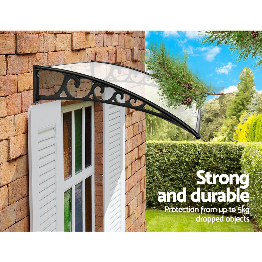 Instahut Window Door Awning 1mx1.5m Transparent-2