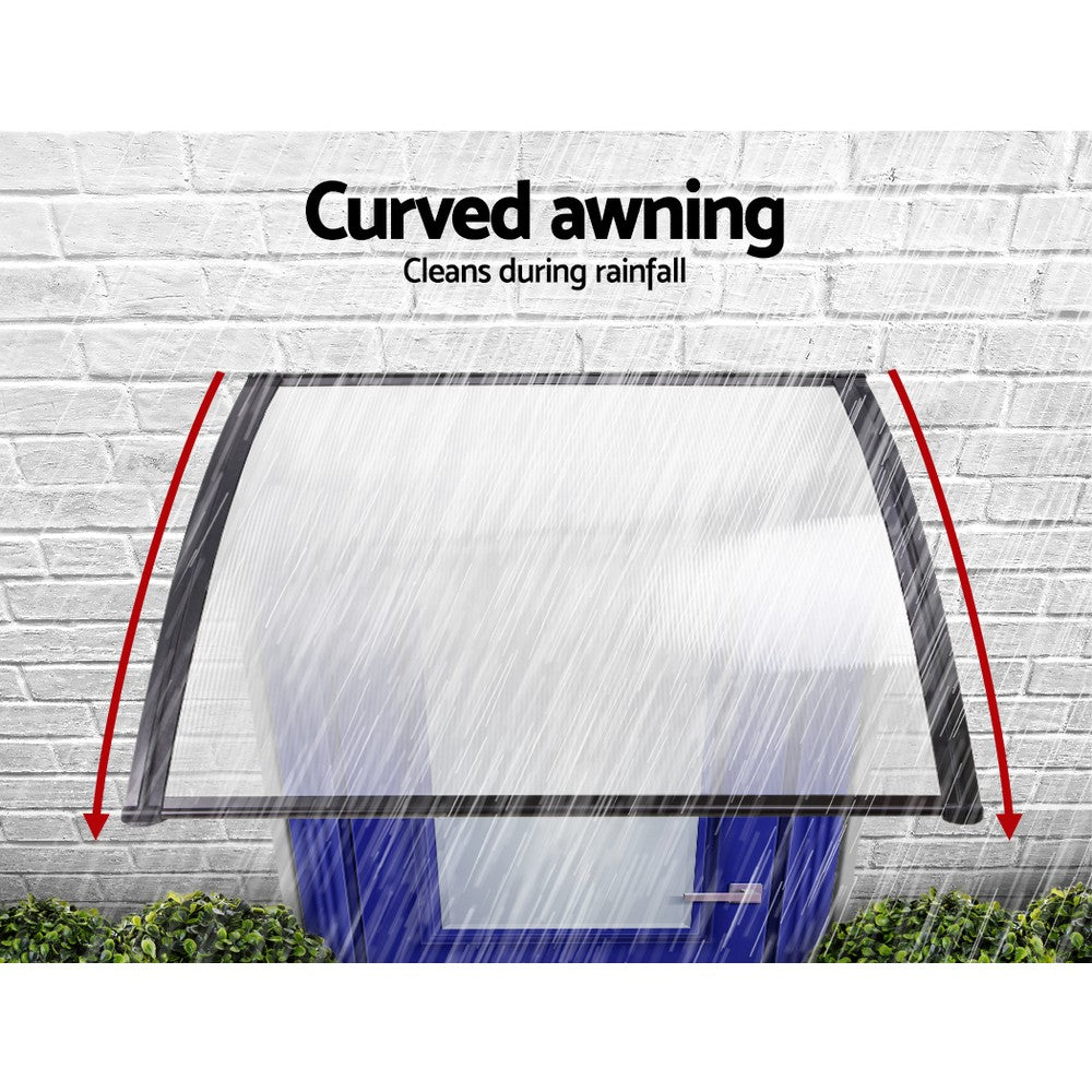 Instahut Window Door Awning 1mx1.5m Transparent-3
