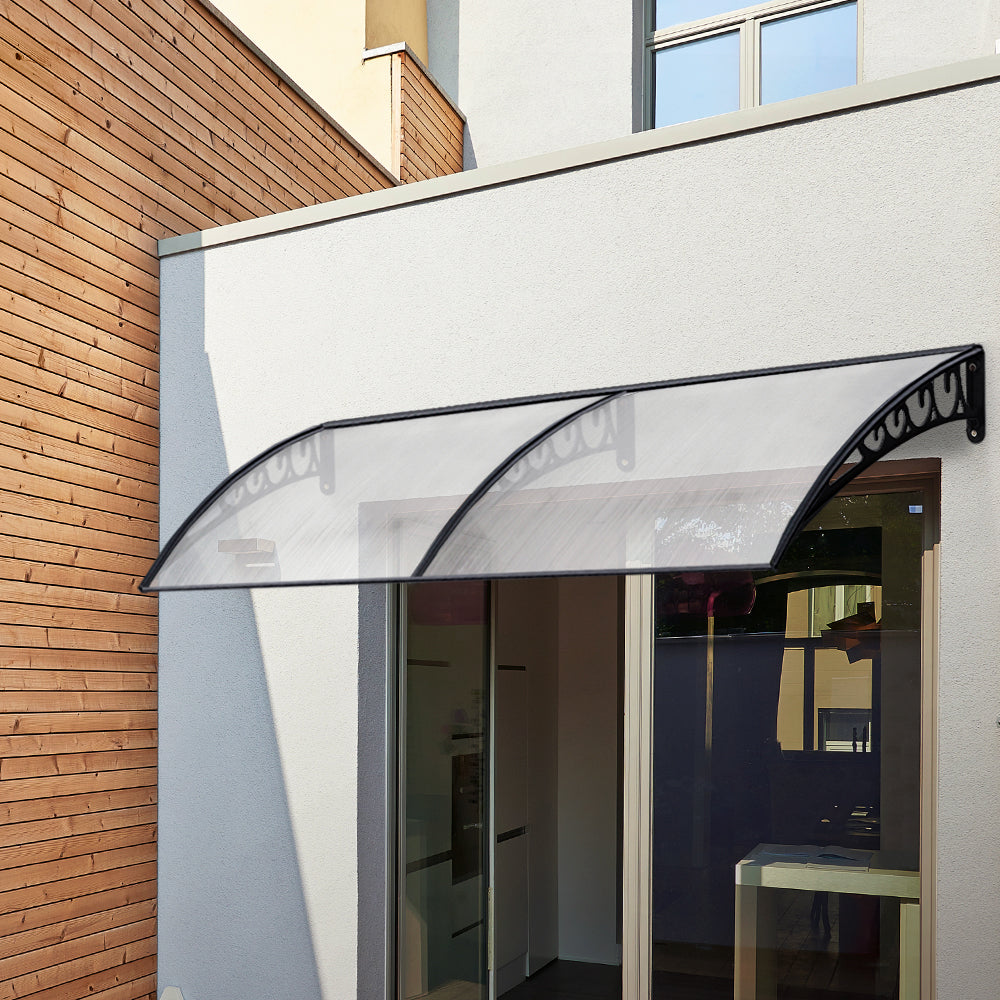 Instahut Window Door Awning 1mx2.4m Transparent Hollow Sheet Plastic Frame-7