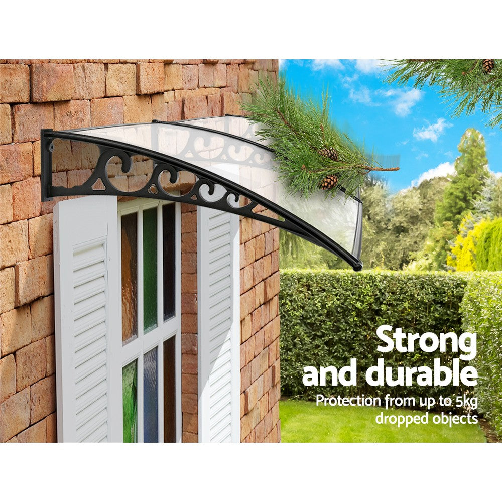 Instahut Window Door Awning 1mx2.4m Transparent-3