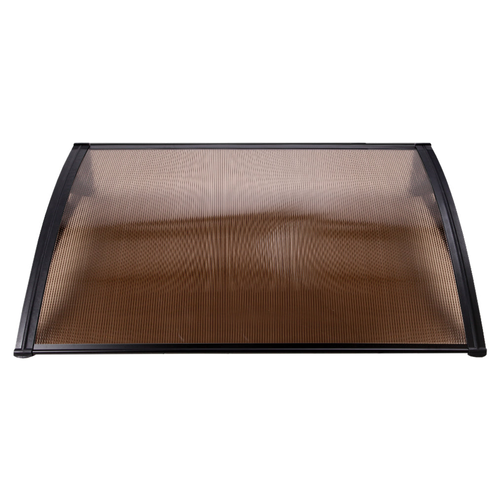 Instahut Window Door Awning 1mx2.4m Brown Hollow Sheet Plastic Frame-2