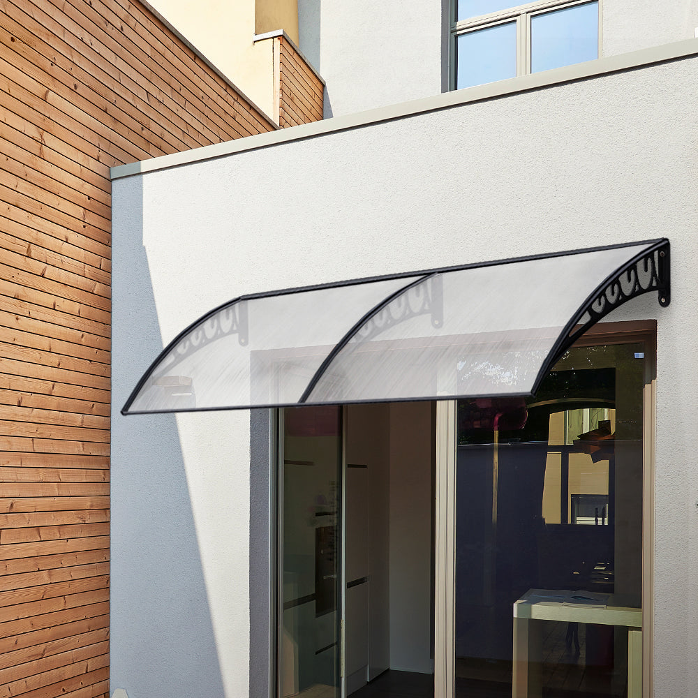 Instahut Window Door Awning 1mx3m Transparent Hollow Sheet Plastic Frame-7