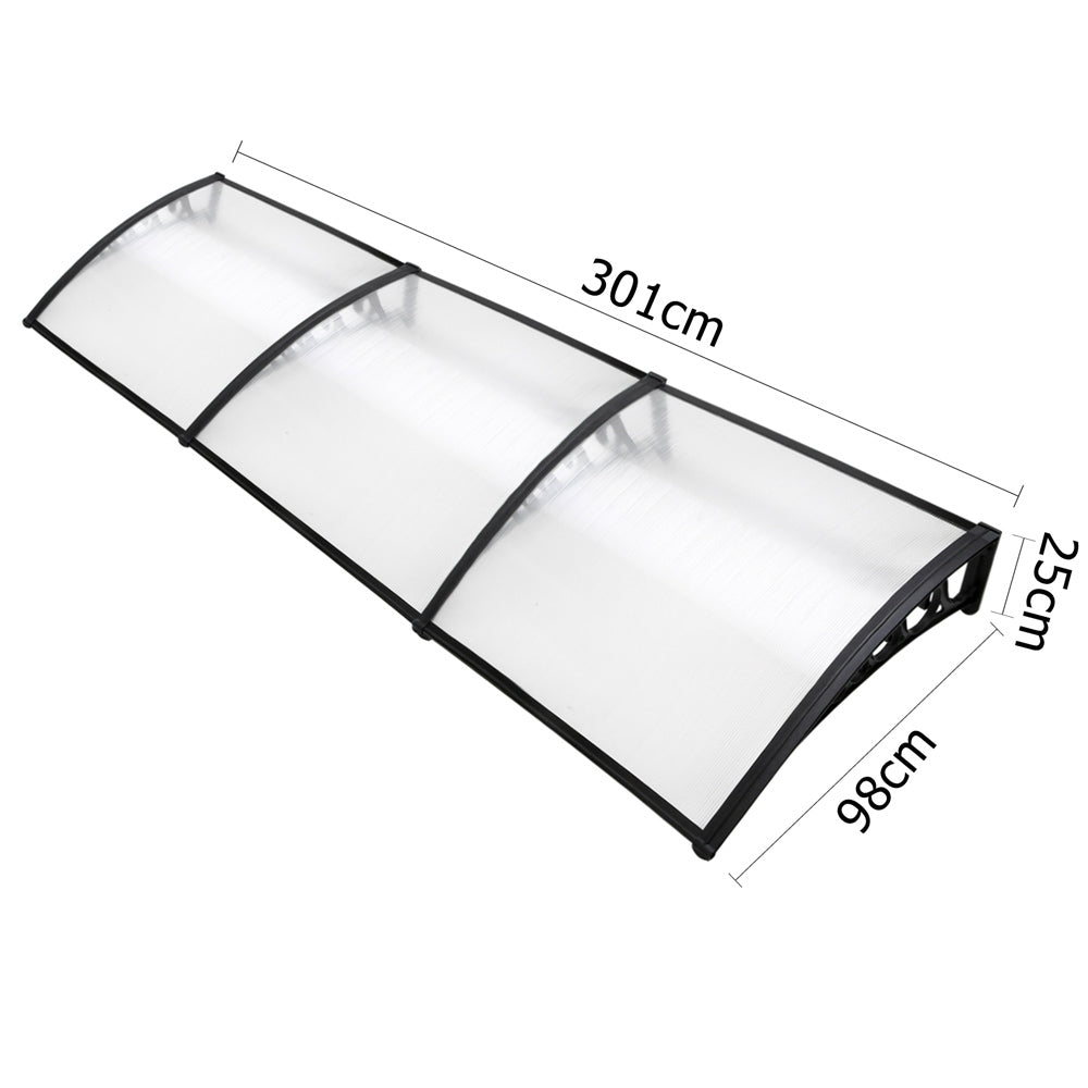 Instahut Window Door Awning 1mx3m Transparent-1