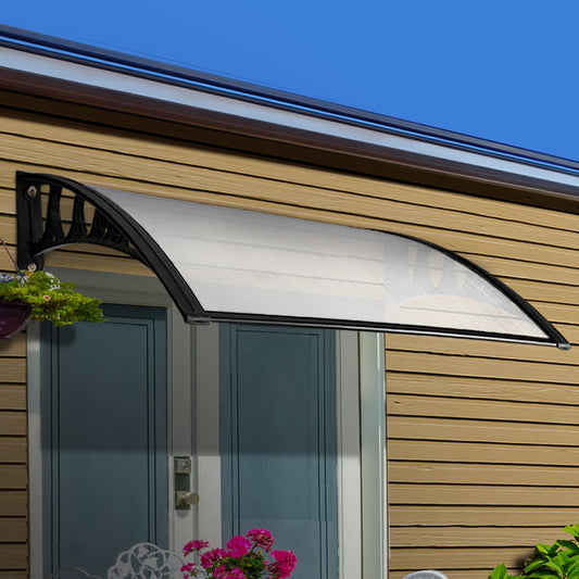 Instahut Window Door Awning 1mx6m Transparent Plastic Frame-0