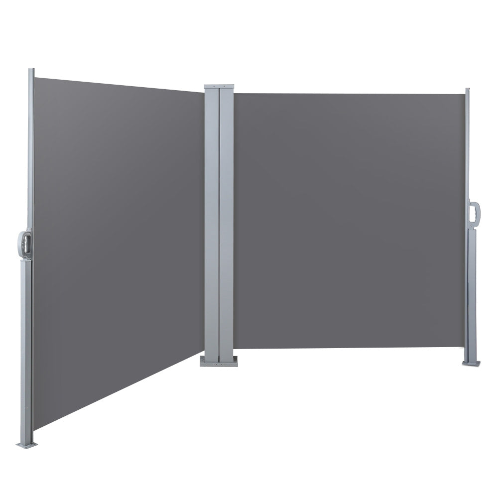 Instahut Side Awning Sun Shade Outdoor Retractable Privacy Screen 2MX6M Grey-0