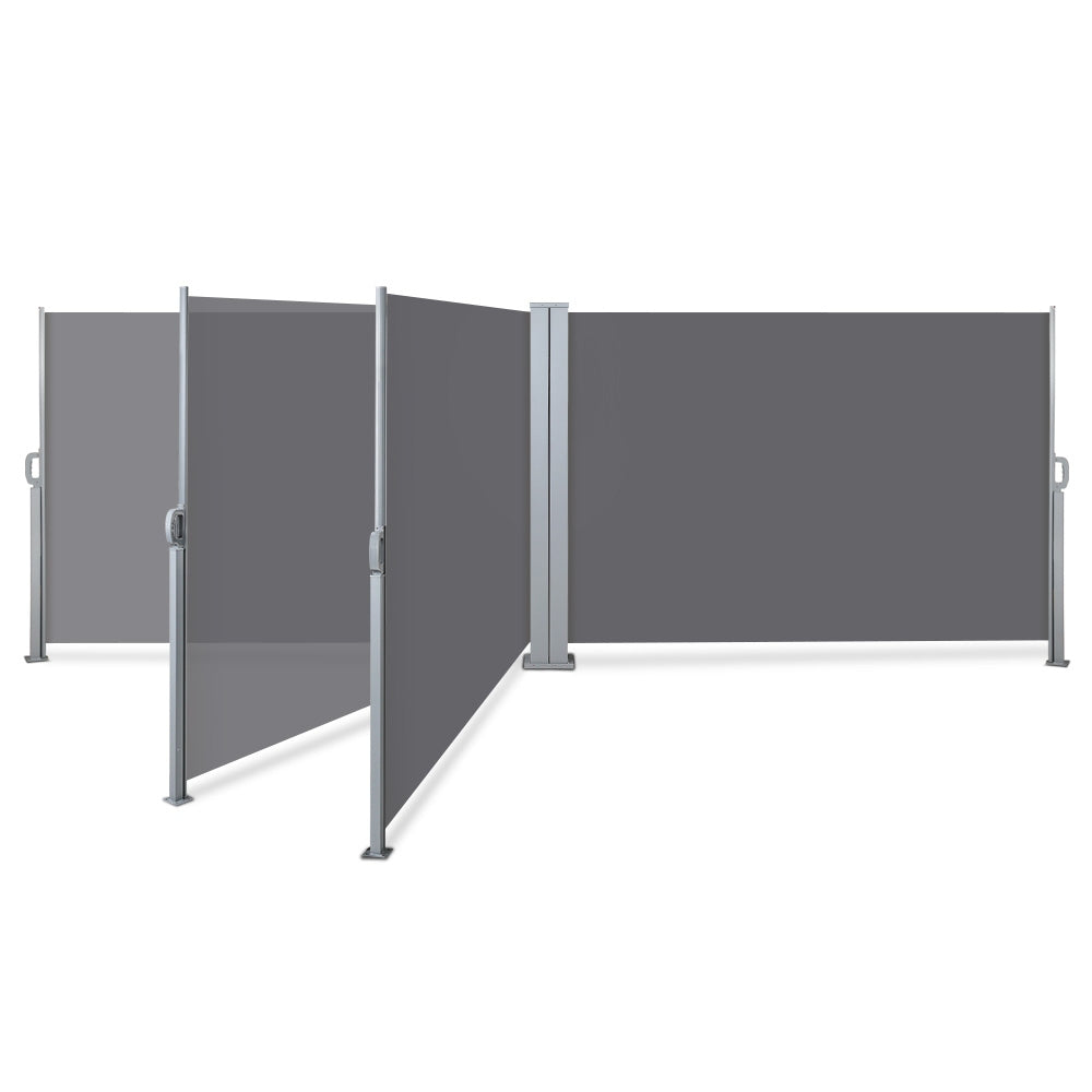 Instahut Side Awning Sun Shade Outdoor Retractable Privacy Screen 2MX6M Grey-3