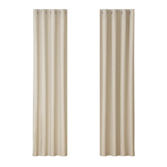 Artiss 2X Blockout Curtains Eyelet 140x230cm Beige-0