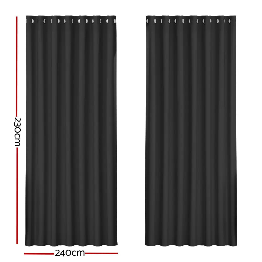 Artiss 2X Blockout Curtains Eyelet 240x230cm Black-1