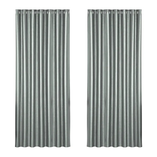 Artiss 2X Blockout Curtains Eyelet 240x230cm Grey Shine-0