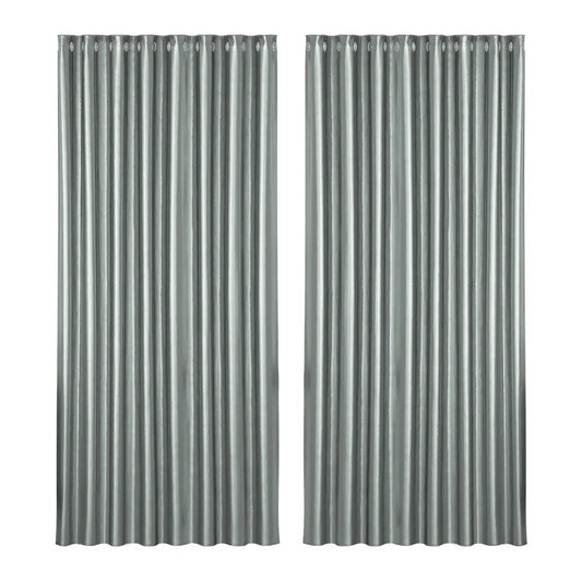 Artiss 2X Blockout Curtains Eyelet 300x230cm Grey Shine-0