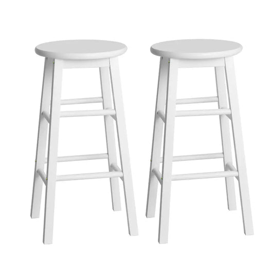 Artiss 2x Bar Stools Round Chairs Wooden White-0