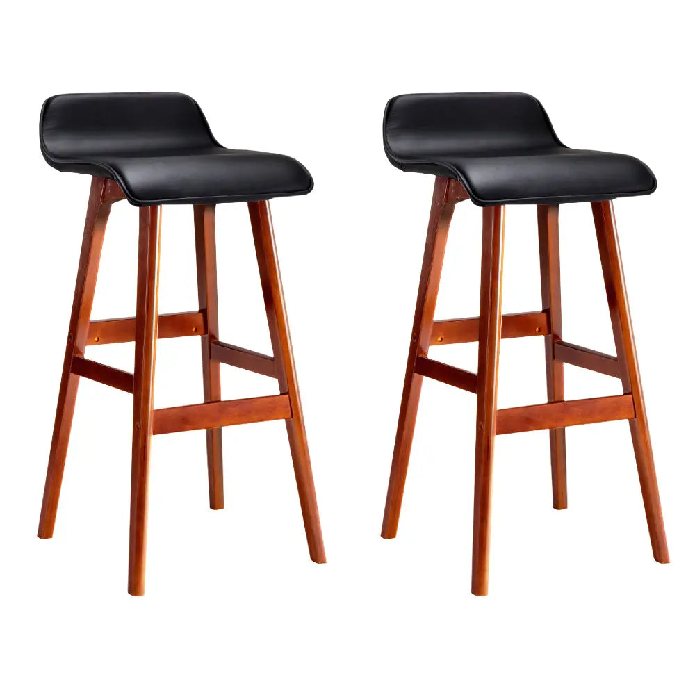 Artiss 2x Bar Stools Wooden Stool Black-0