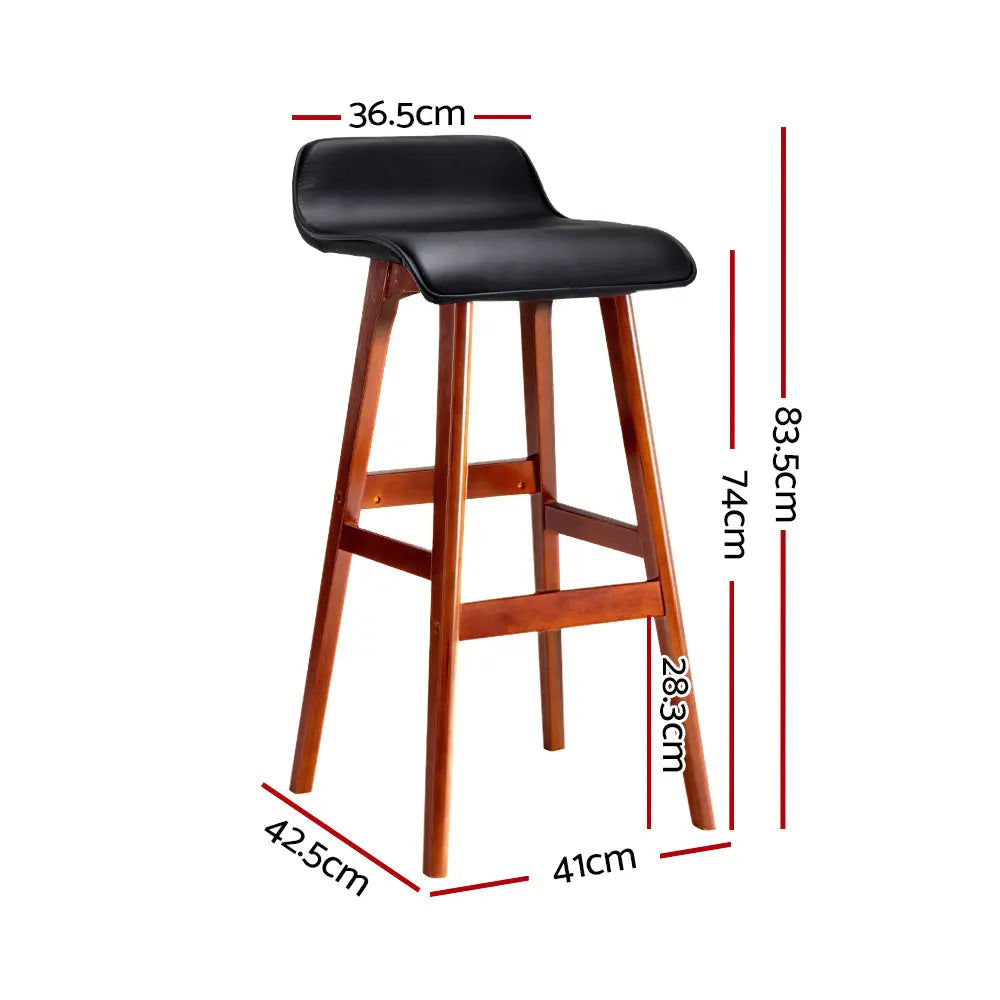 Artiss 2x Bar Stools Wooden Stool Black-1
