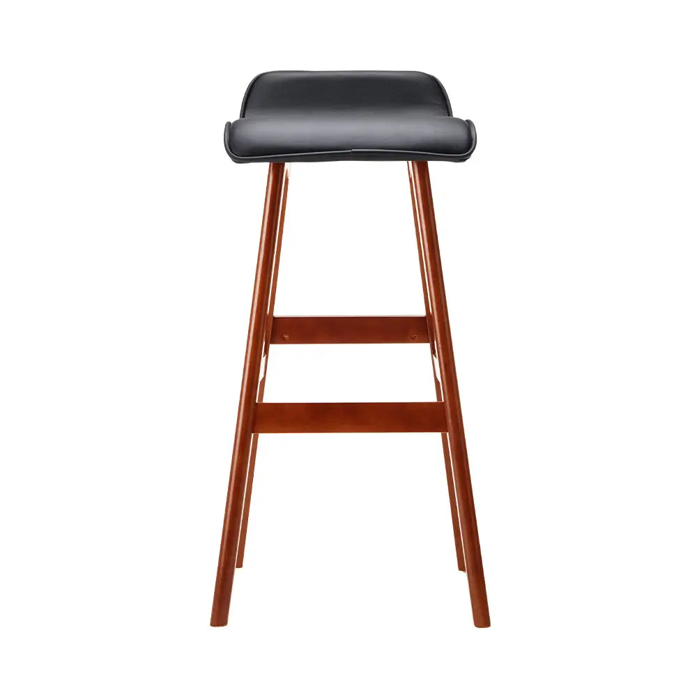 Artiss 2x Bar Stools Wooden Stool Black-2
