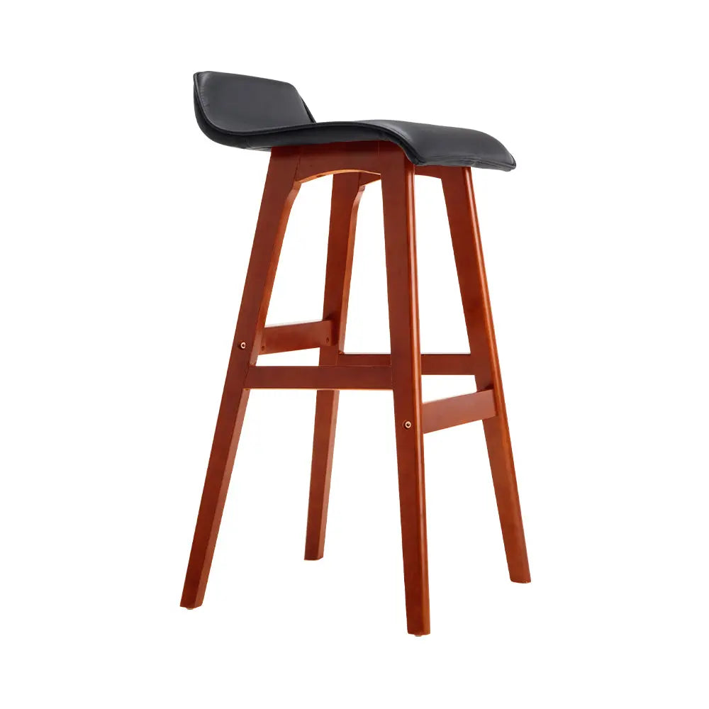 Artiss 2x Bar Stools Wooden Stool Black-3