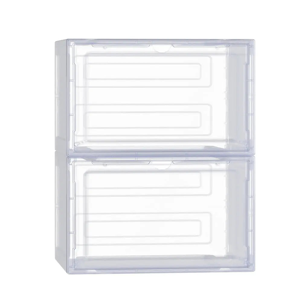 Artiss Shoe Box Rack DIY Set of 2 Stackable Magnetic Door-0