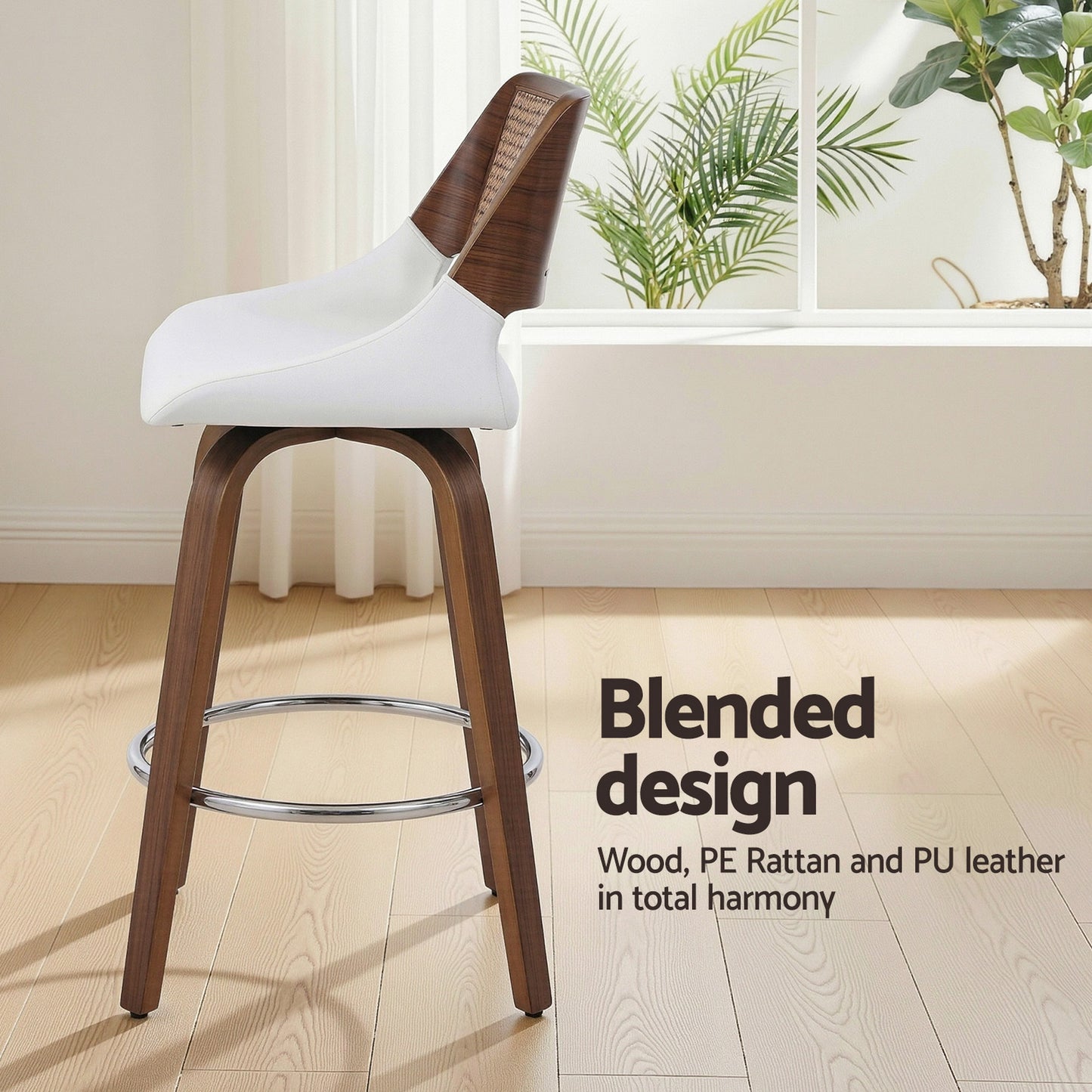 Artiss Wooden Bar Stools Set of 2 Swivel Kitchen Counter Stool Chair 60cm Seat Height