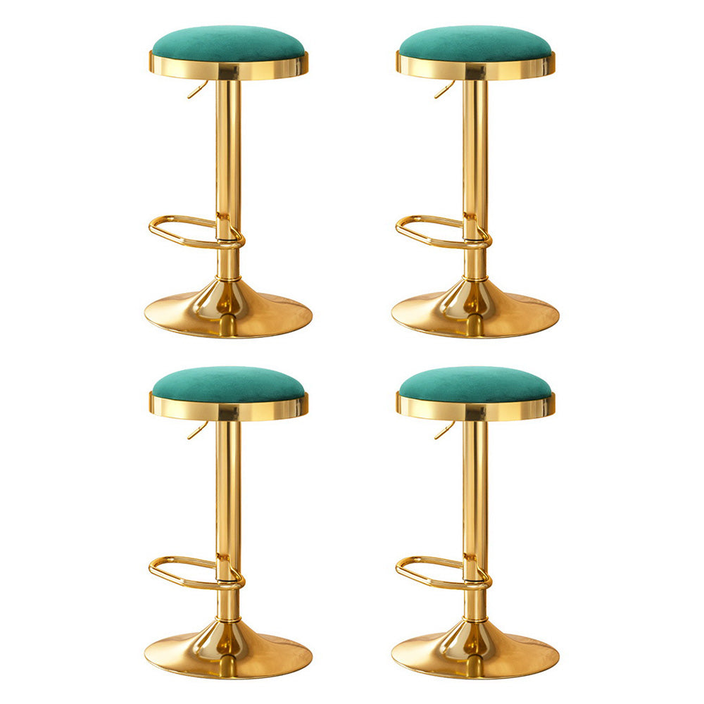 4x Artiss Bar Stools Kitchen Dining Chairs Velvet Padded Stool Green-0