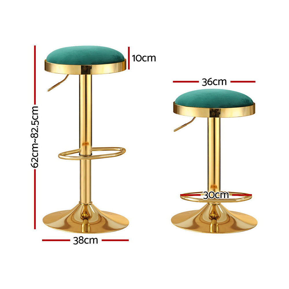 4x Artiss Bar Stools Kitchen Dining Chairs Velvet Padded Stool Green-1