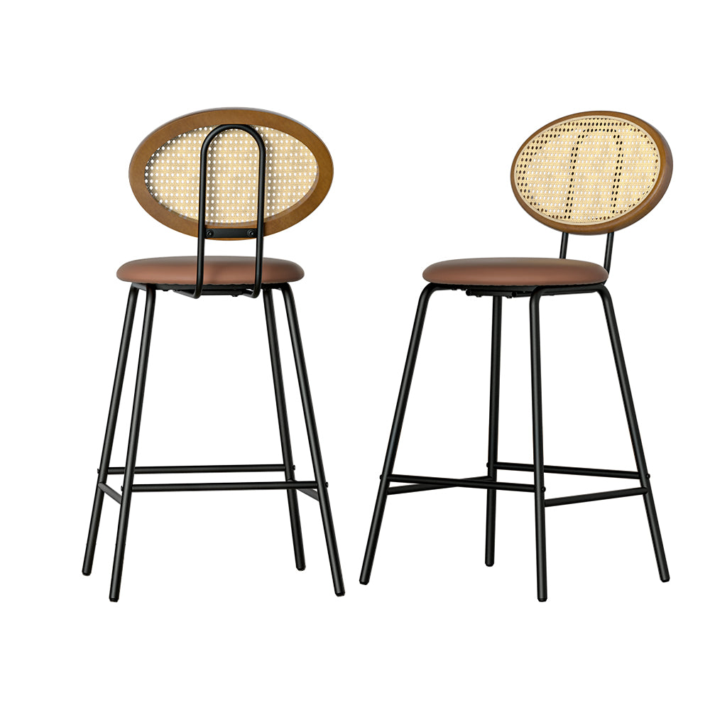 Artiss 2x Bar Stools PU Leather Stools Brown-0