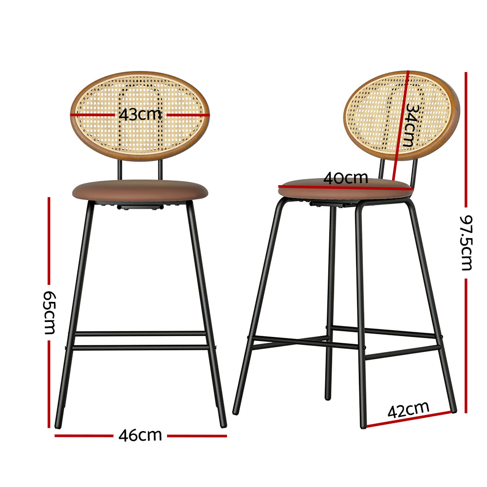 Artiss 2x Bar Stools PU Leather Stools Brown-1