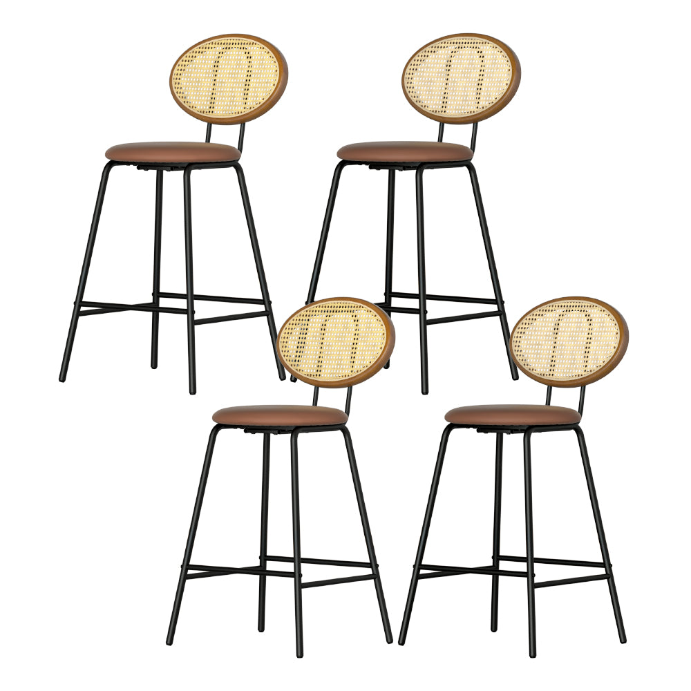 Artiss 4x Bar Stools PU Leather Stools Brown-0