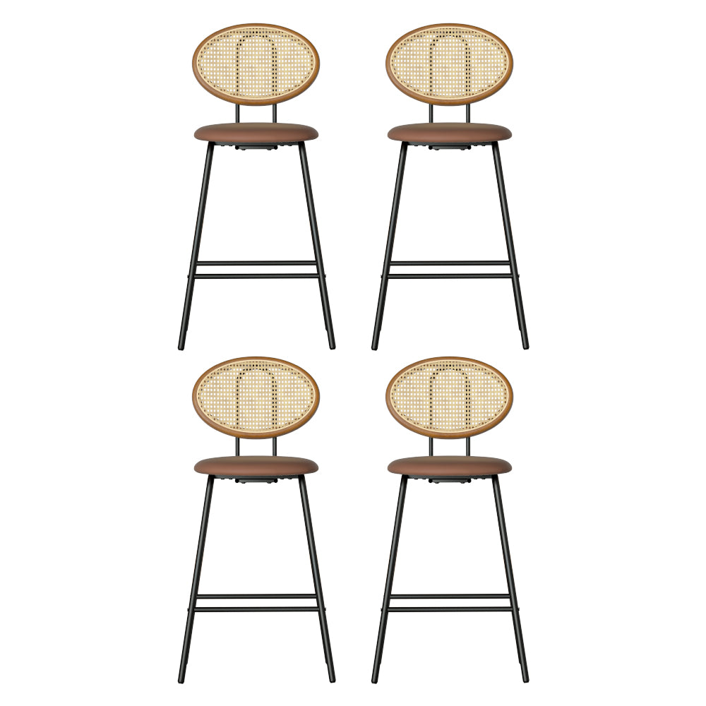 Artiss 4x Bar Stools PU Leather Stools Brown-2