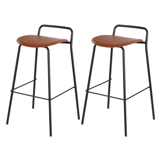 2x Artiss Bar Stools Kitchen Counter Stools Metal Brown-0