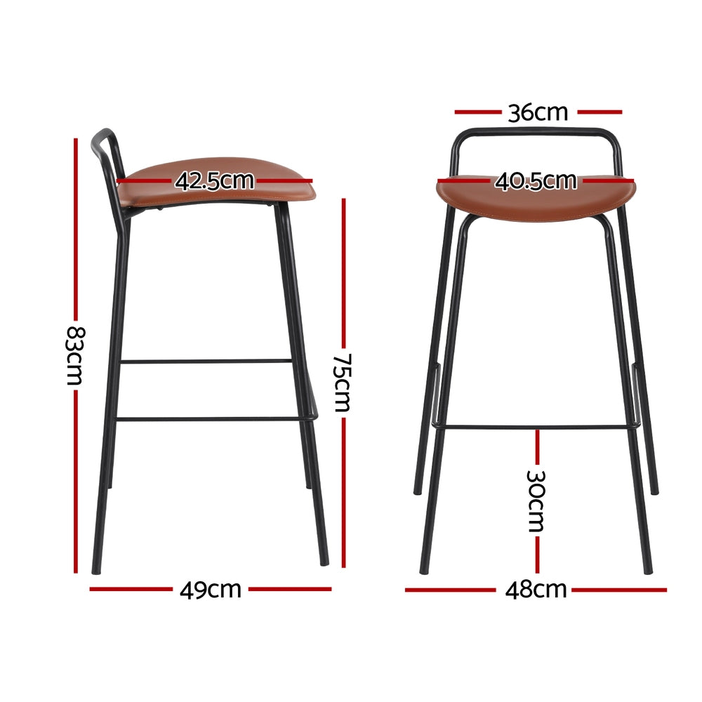 2x Artiss Bar Stools Kitchen Counter Stools Metal Brown-1