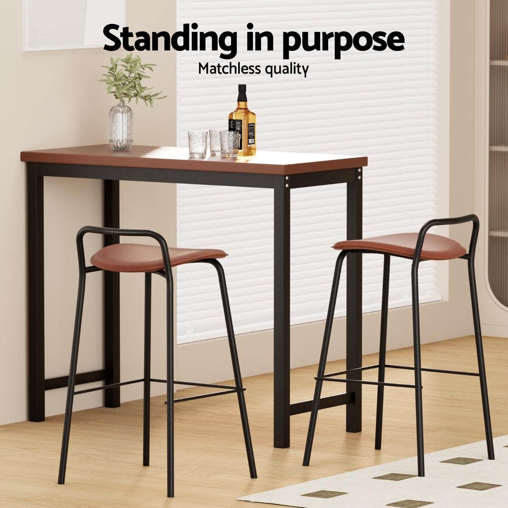 2x Artiss Bar Stools Kitchen Counter Stools Metal Brown-4