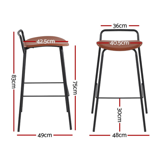 4x Artiss Bar Stools Kitchen Counter Dining Chair Metal Brown-0