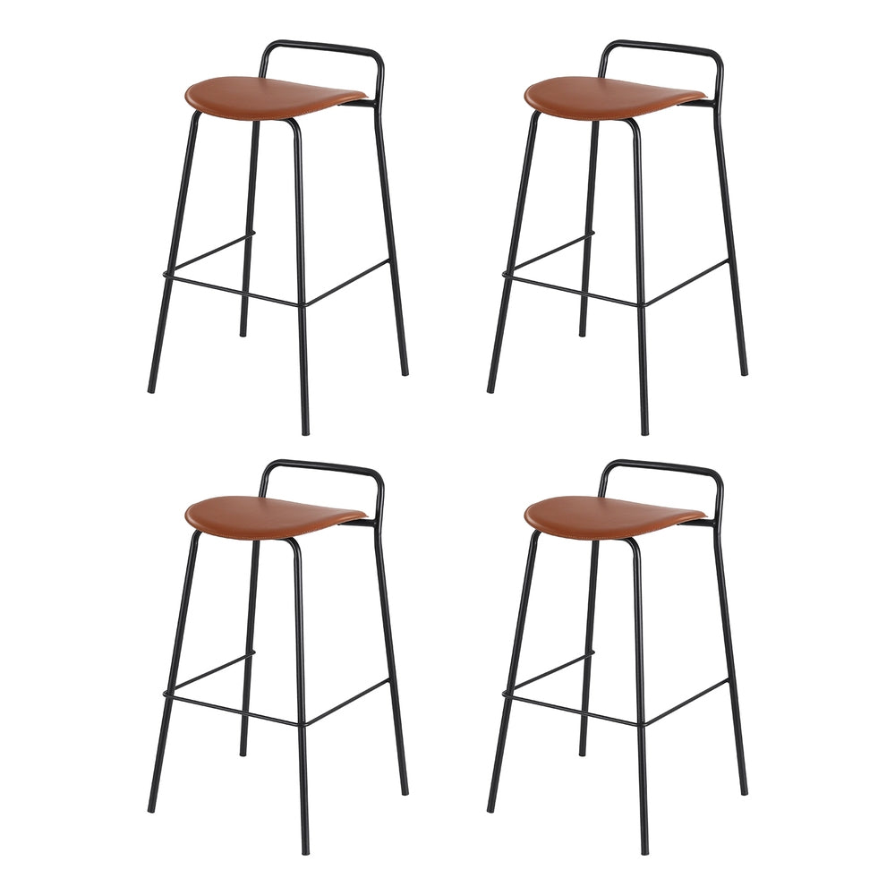 4x Artiss Bar Stools Kitchen Counter Dining Chair Metal Brown-1