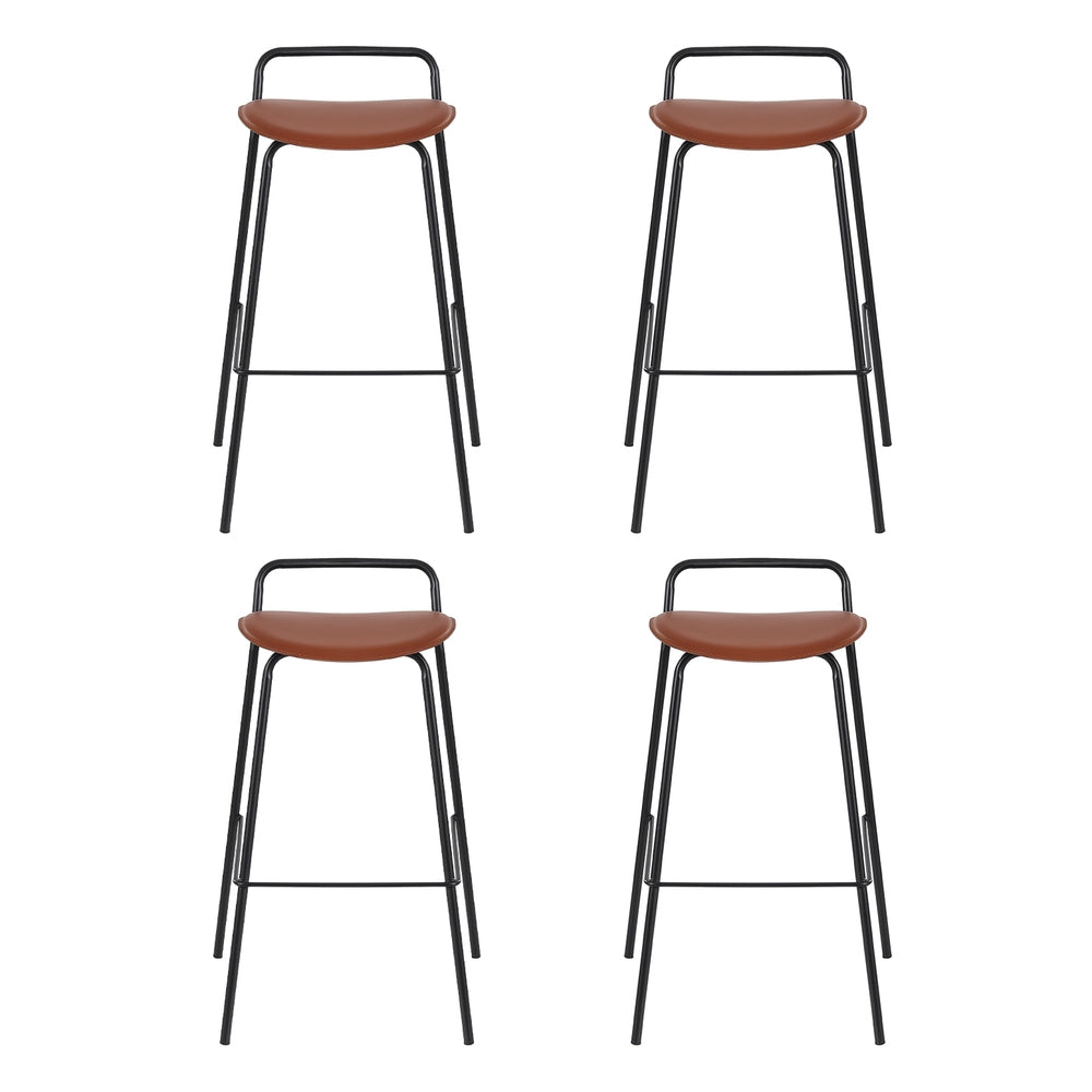 4x Artiss Bar Stools Kitchen Counter Dining Chair Metal Brown-2