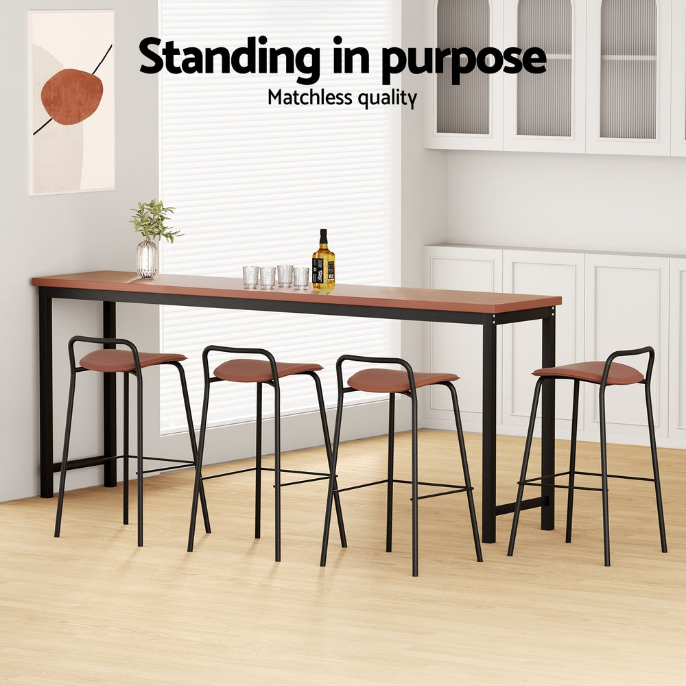4x Artiss Bar Stools Kitchen Counter Dining Chair Metal Brown-4