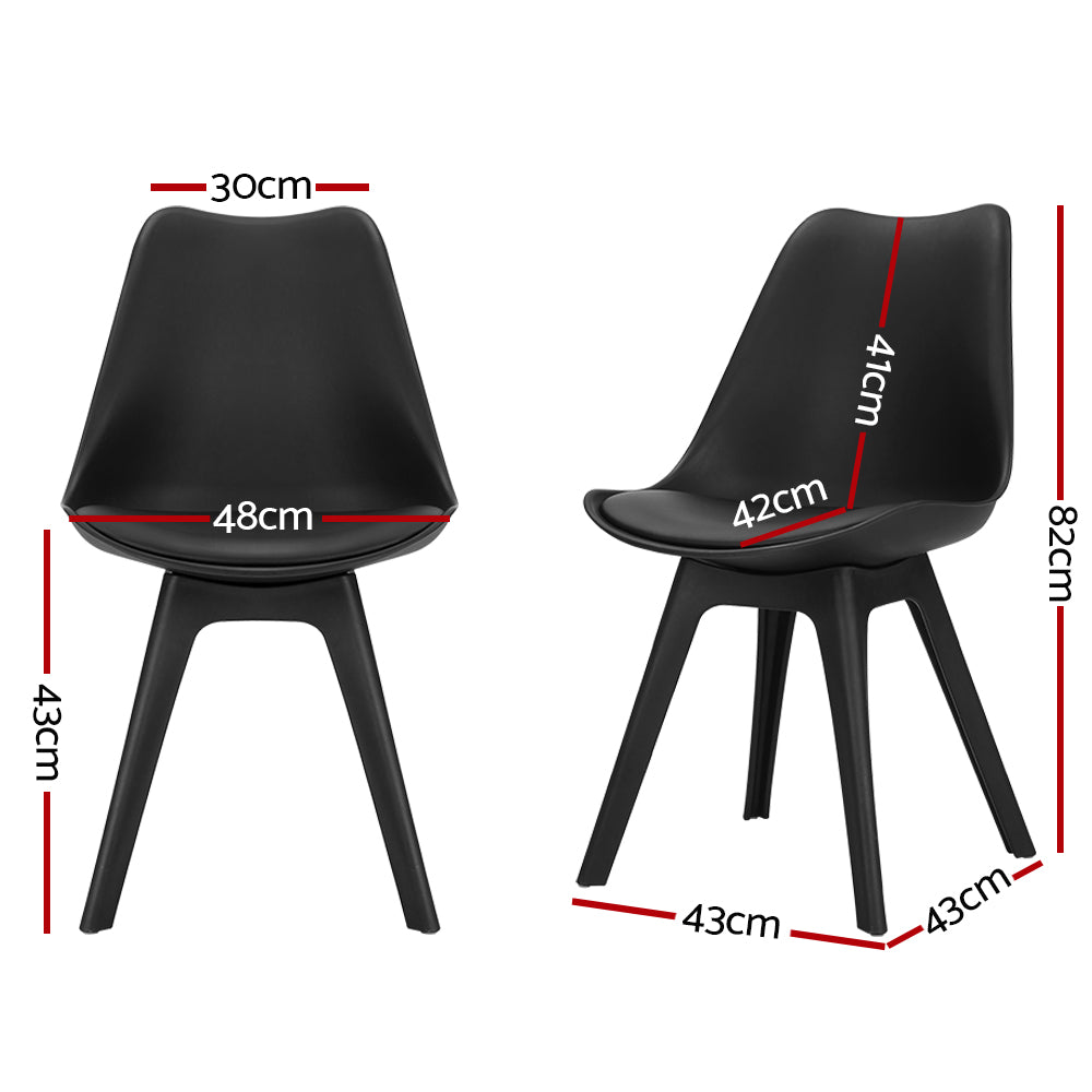 Artiss Dining Chairs Set of 4 Leather Plastic DSW Replica Black-1