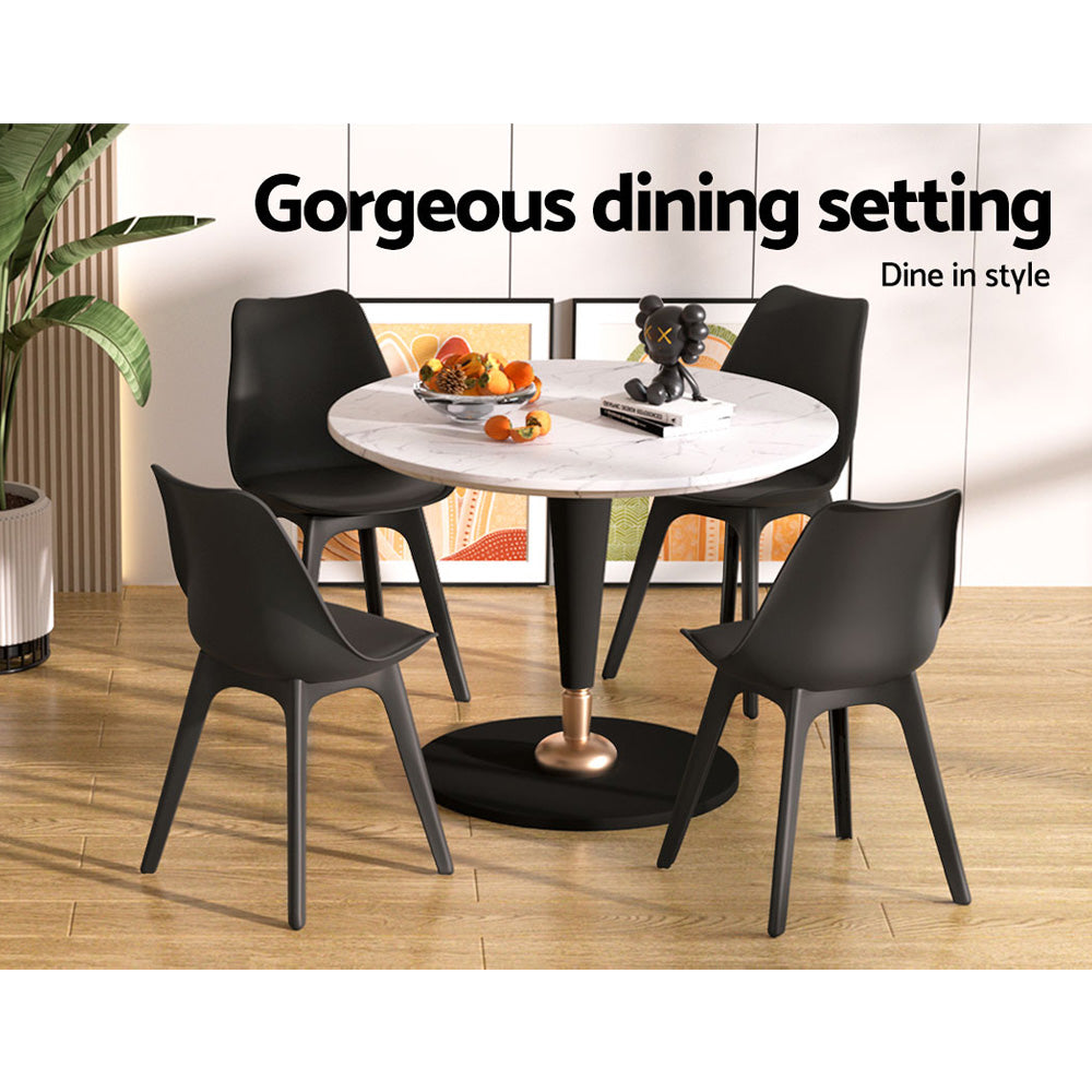 Artiss Dining Chairs Set of 4 Leather Plastic DSW Replica Black-6