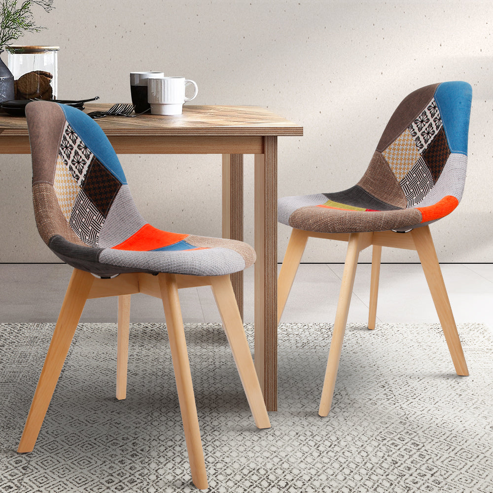 Artiss Dining Chairs Set of 2 Fabric Retro Replica DSW-7