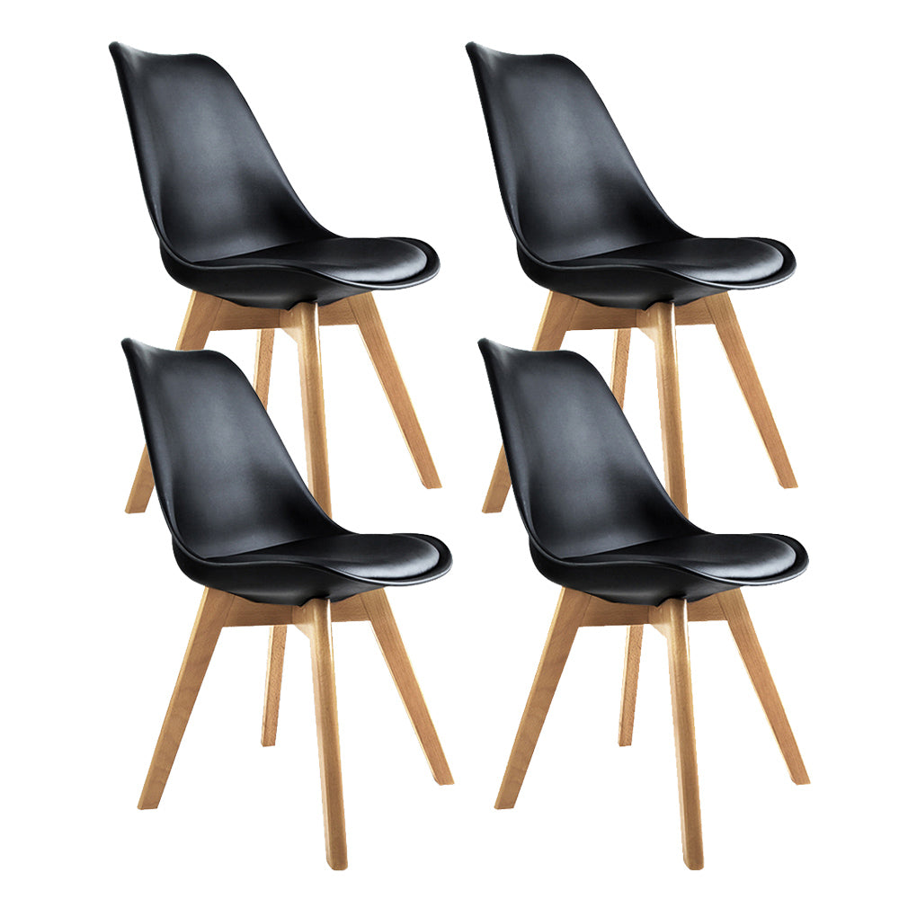 Artiss Dining Chairs Set of 4 Leather Plastic DSW Replica Wooden Black-0