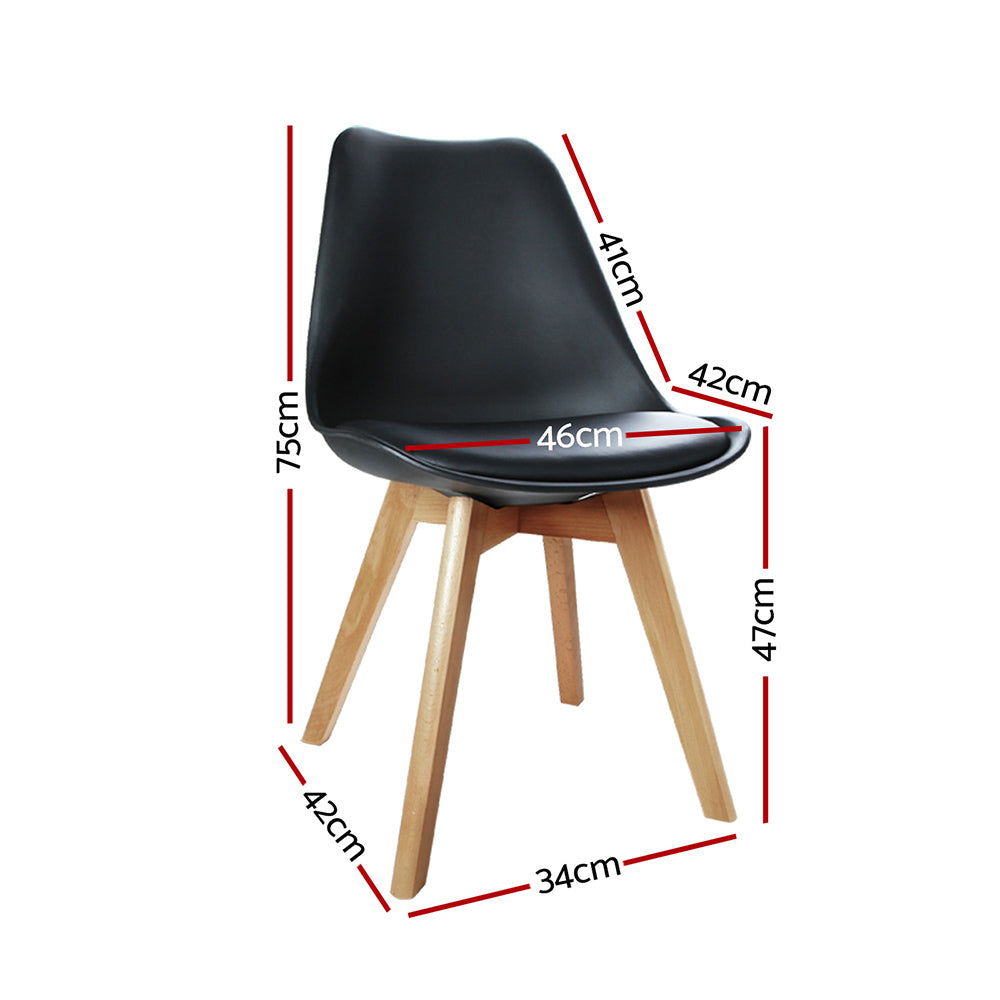 Artiss Dining Chairs Set of 4 Leather Plastic DSW Replica Wooden Black-1