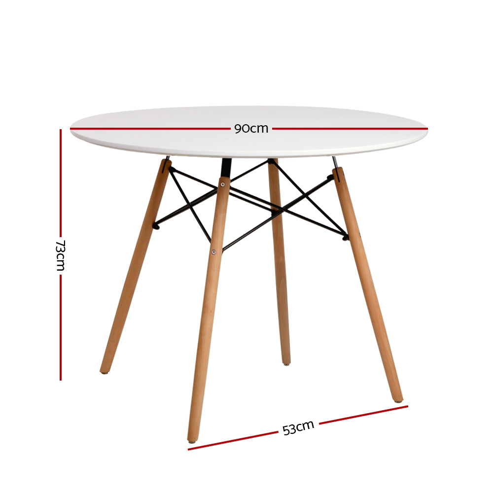 Artiss Dining Table Round White 4 Seater 90CM-1