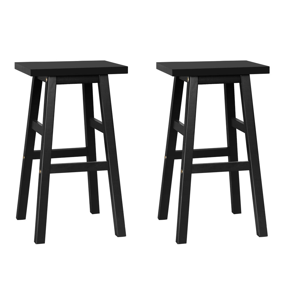 Artiss Bar Stools Kitchen Counter Stools Wooden Chairs Black x2-0