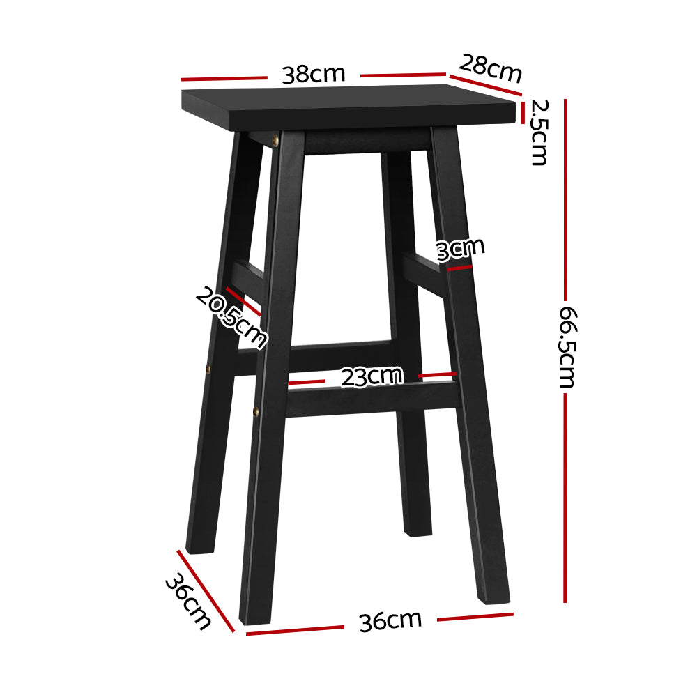 Artiss Bar Stools Kitchen Counter Stools Wooden Chairs Black x2-1