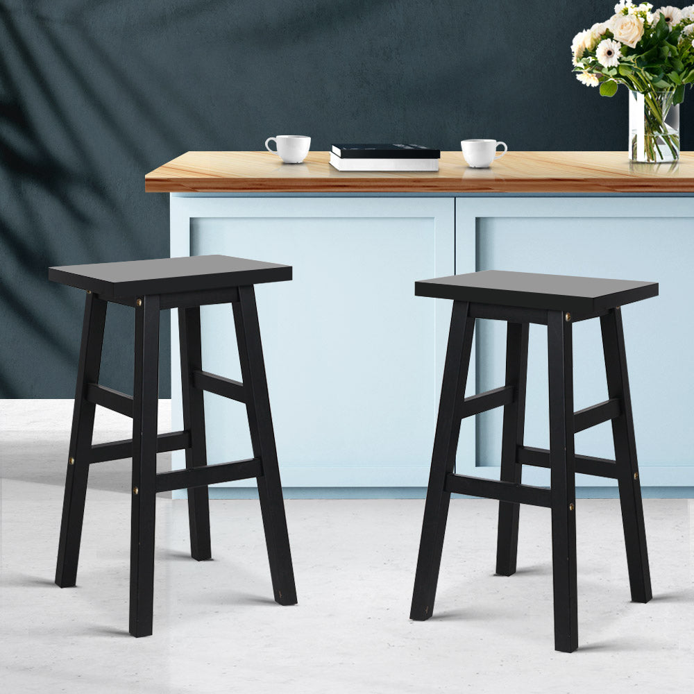 Artiss Bar Stools Kitchen Counter Stools Wooden Chairs Black x2-7