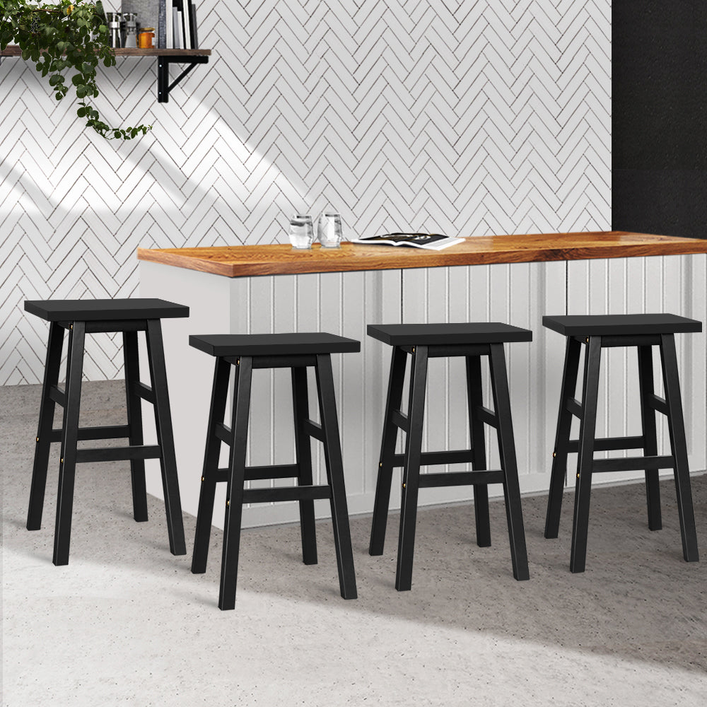 Artiss Bar Stools Kitchen Counter Stools Wooden Chairs Black x4-6