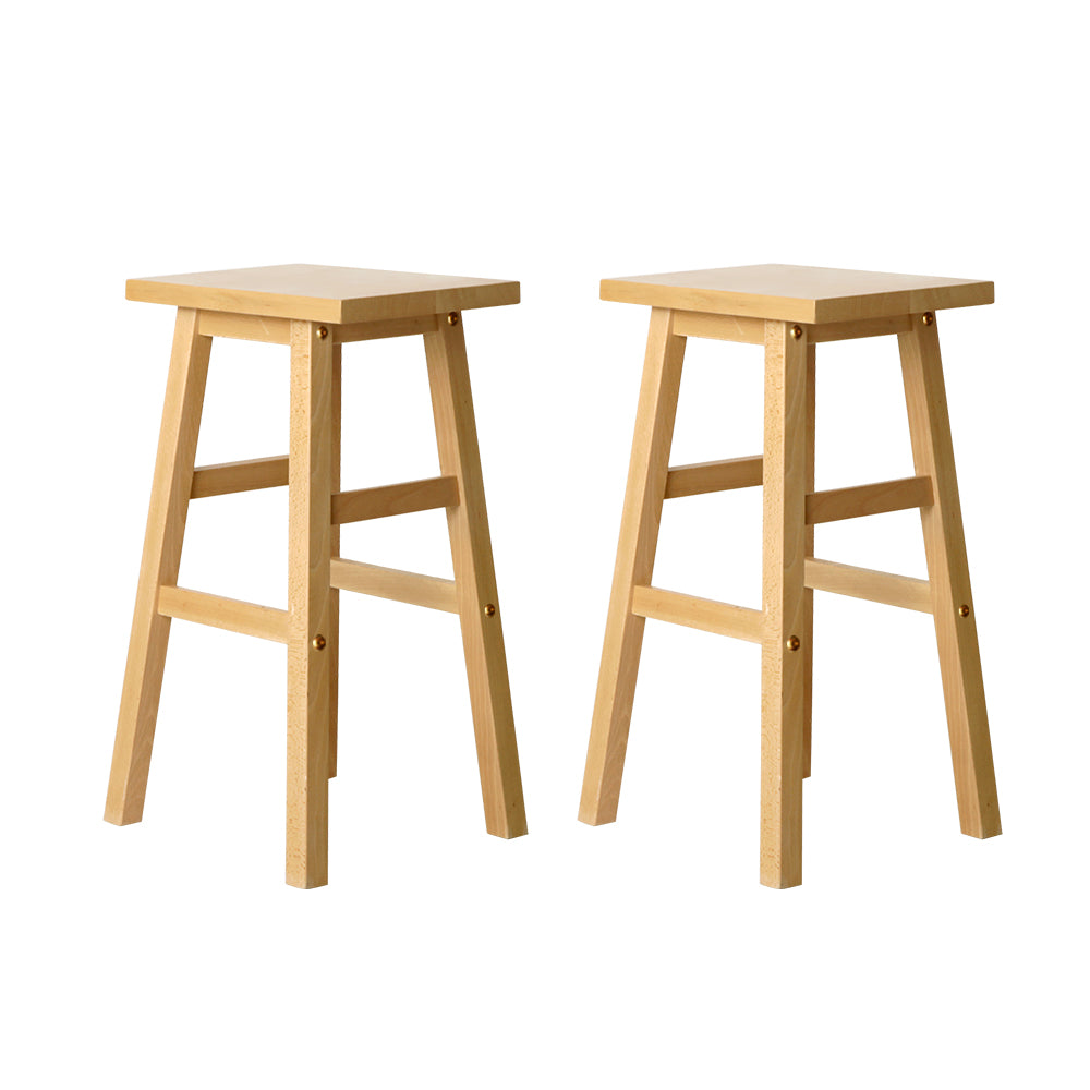 Artiss Bar Stools Kitchen Counter Stools Wooden Chairs Natural x2-2