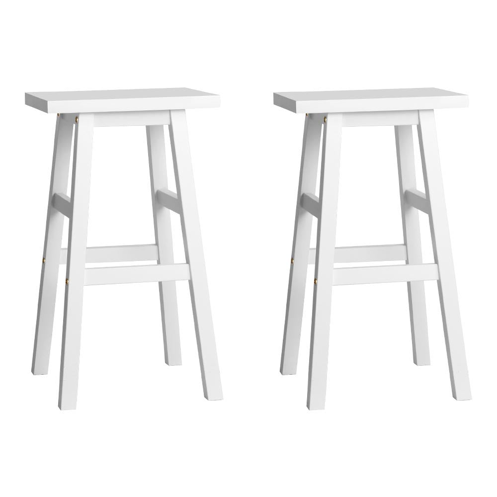 Artiss Bar Stools Kitchen Counter Stools Wooden Chairs White x2-0