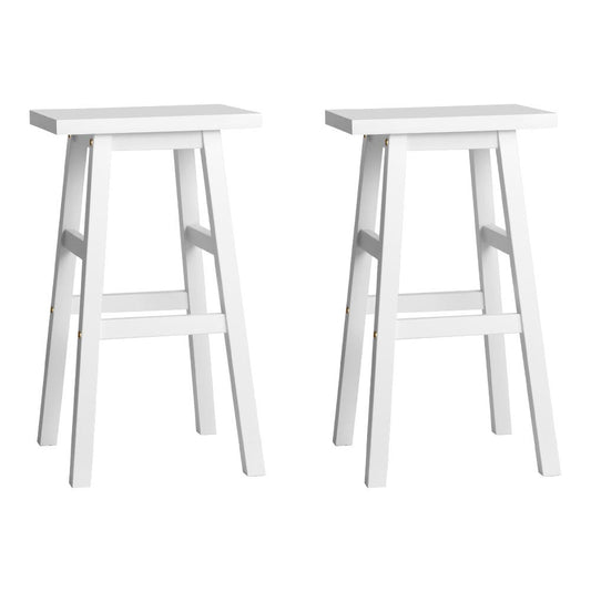 Artiss Bar Stools Kitchen Counter Stools Wooden Chairs White x2-0