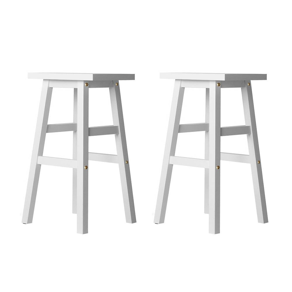 Artiss Bar Stools Kitchen Counter Stools Wooden Chairs White x2-2